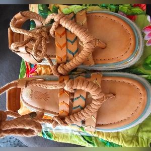 FARM RIO Sand Rope Tie platform sandals